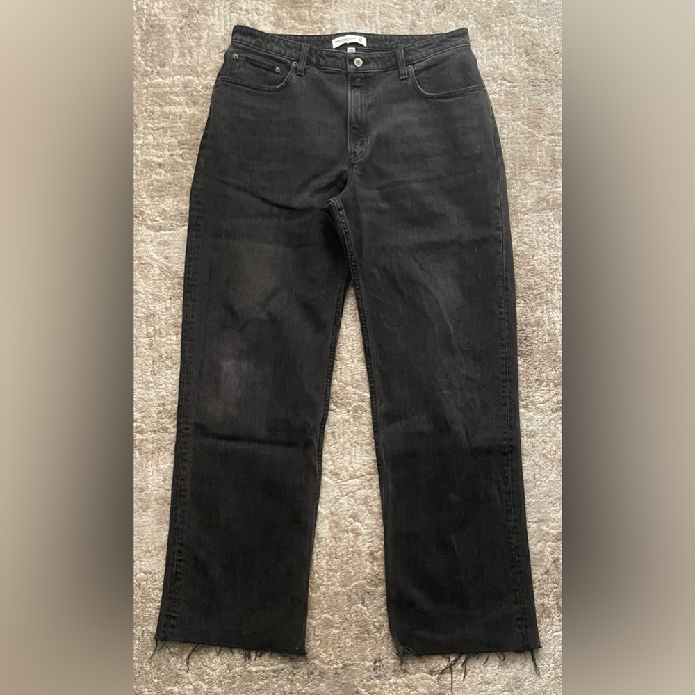 Black Baggy loose Balenciaga-Style frayed denim acid-wash jeans - SIZE 32